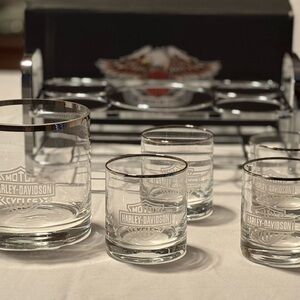 Harley-Davidson Old Fashioned glasses, ice bucket and tray